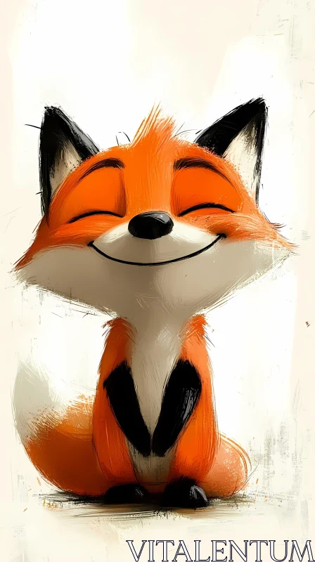 Charming Cartoon Fox Art AI Image