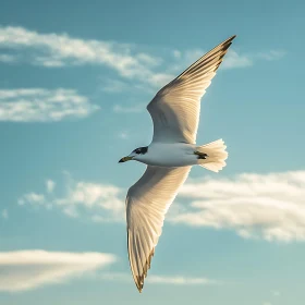 Bird Soaring Through Blue Sky