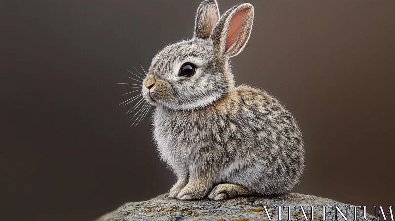 Young Rabbit Against Earthy Backdrop AI Image