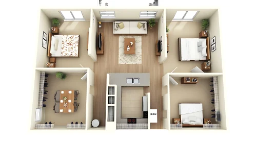 Apartment Floor Plan with Two Bedrooms