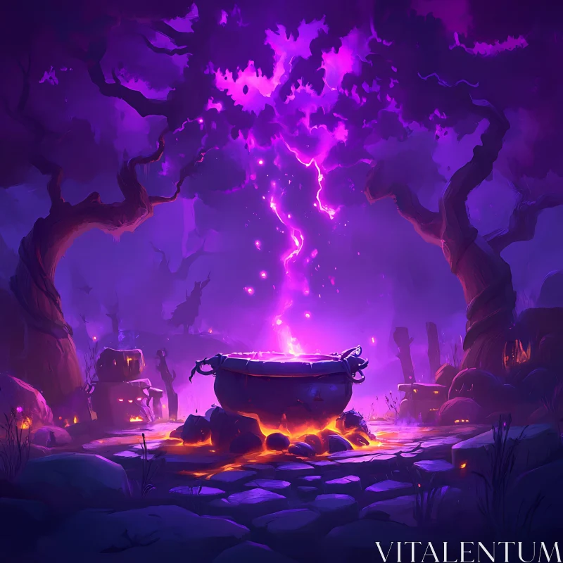 Enchanted Cauldron Scene AI Image