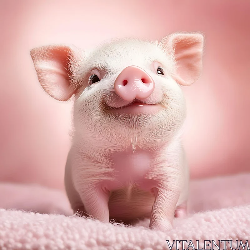 Cute Baby Piglet with Gentle Smile AI Image