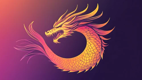 Gradient Dragon Illustration, Mythical Character