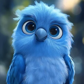 Whimsical Blue Bird Portrait