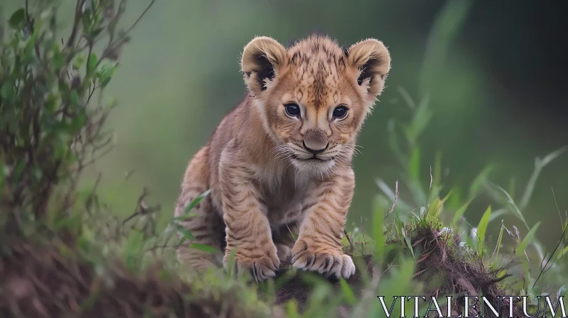 AI ART Lion Cub in the Grass