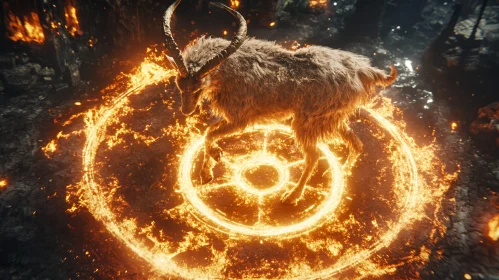 Mystical Goat in Ring of Fire