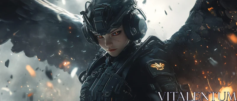 Winged Cyborg Warrior in Tactical Gear AI Image