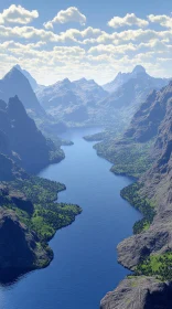 Pristine Blue Lake in Rugged Valley