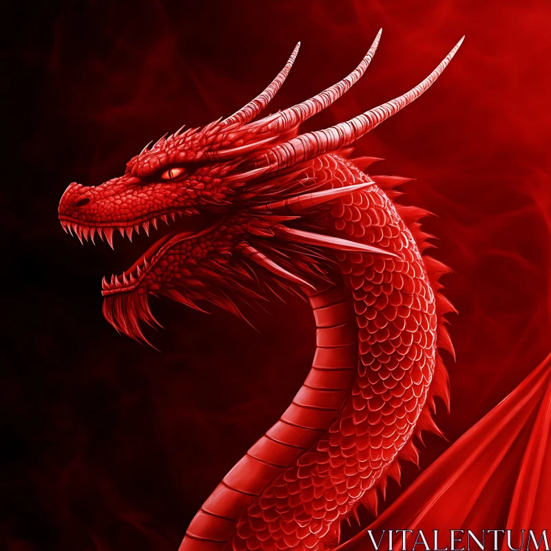 AI ART Crimson Dragon in Shadow