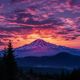Snowy Peak Sunset