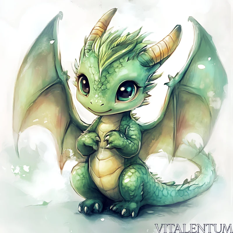 AI ART Enchanting Green Dragon Portrait