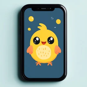 Cheerful Chick Cartoon for Mobile Devices