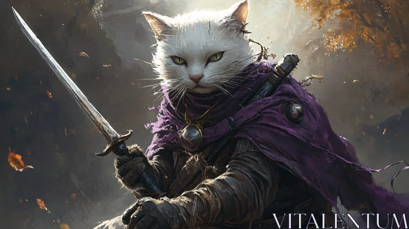 Armored Cat with Sword AI Image