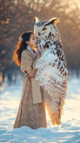 Serene Encounter: Girl with Snowy Owl