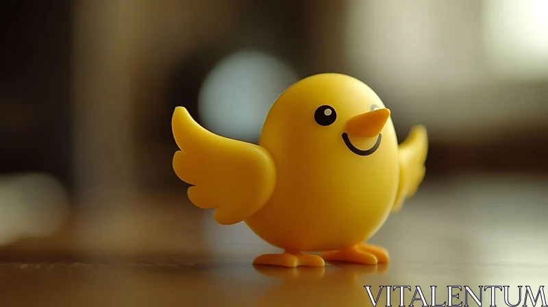 Bright Yellow Toy Bird Close-Up AI Image