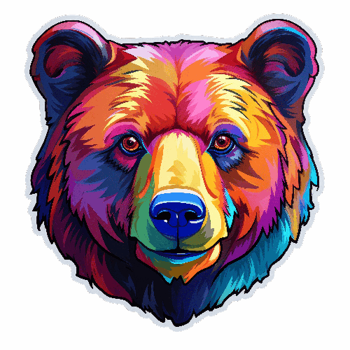 Cartoon Bear Face Illustration with Bright Colors