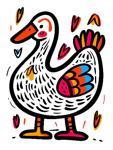 Colorful Cartoon Duck Illustration for Merchandise