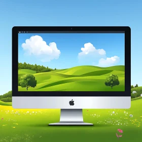 Digital Nature on Computer Screen in Real Field