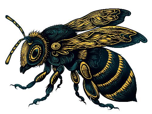 Detailed Illustration of a Bee on a Green Leaf POD Design