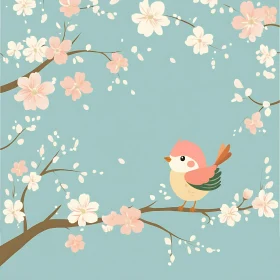 Bird on Flowering Branch