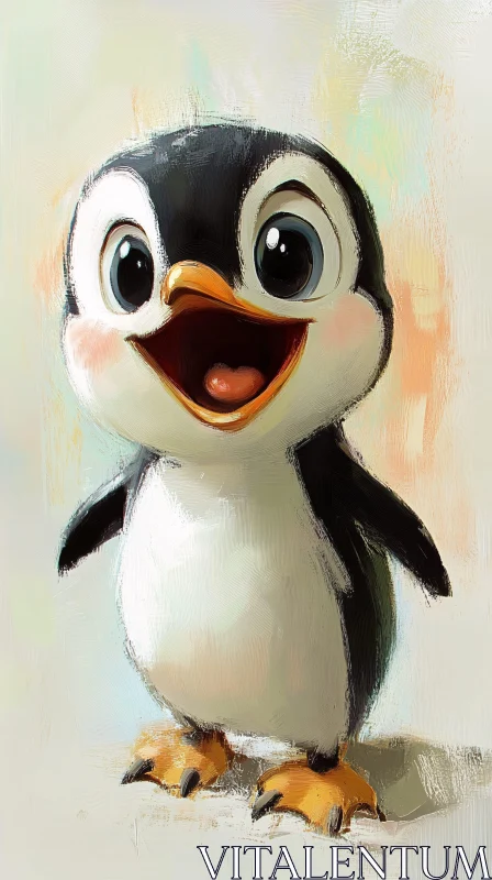 Playful Penguin Art AI Image