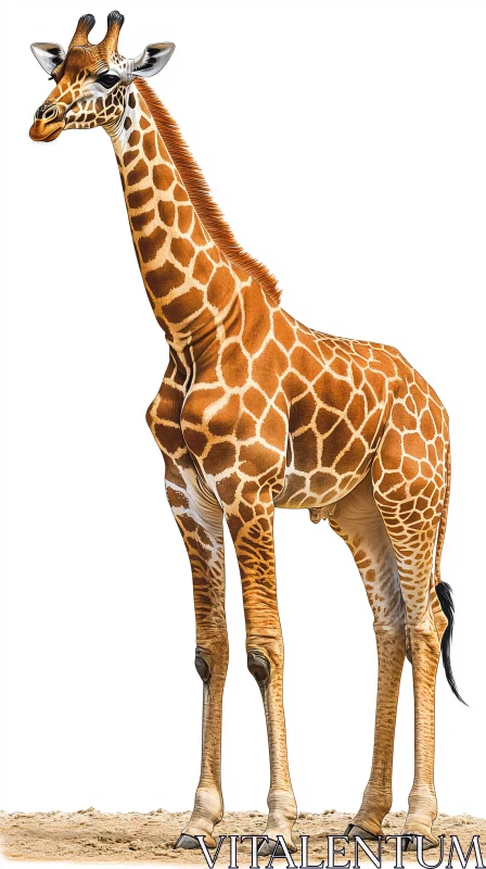 Elegant Giraffe on White Background AI Image