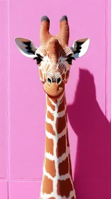 Giraffe Against Pink Canvas