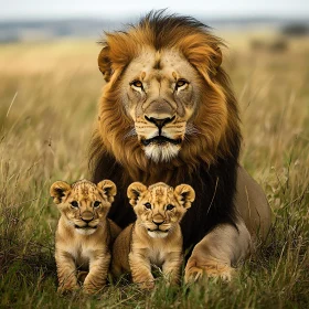 Regal Lion with Cubs