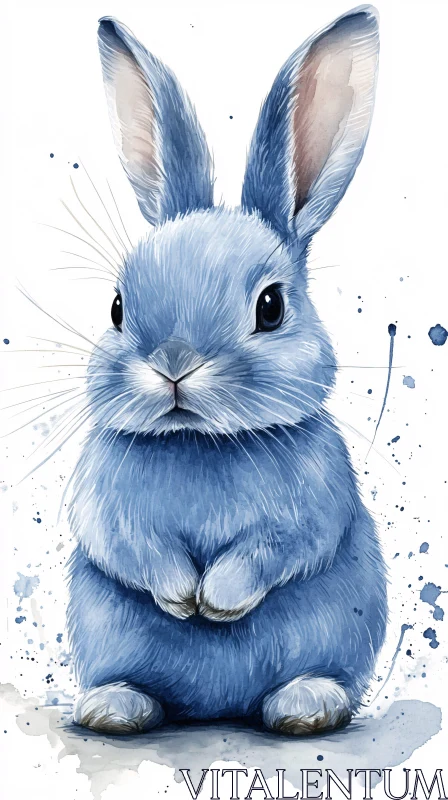 AI ART Blue Bunny Watercolor Illustration