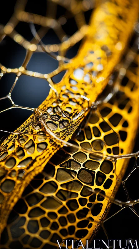 Golden Coiled Web Close-Up - A Study in Luxurious Abstract Detail AI Image