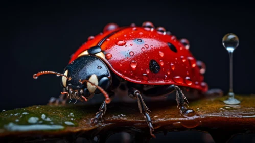 Ladybug on a Leaf: A Study in Color and Detail