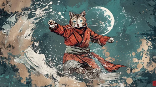 Feline Martial Artist Digital Painting