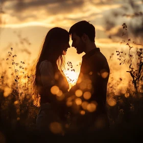 Golden Hour Embrace: A Couple's Silhouette