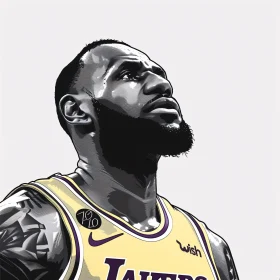 LeBron James Artwork in Lakers Jersey