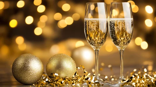 Golden Celebration with Champagne Flutes