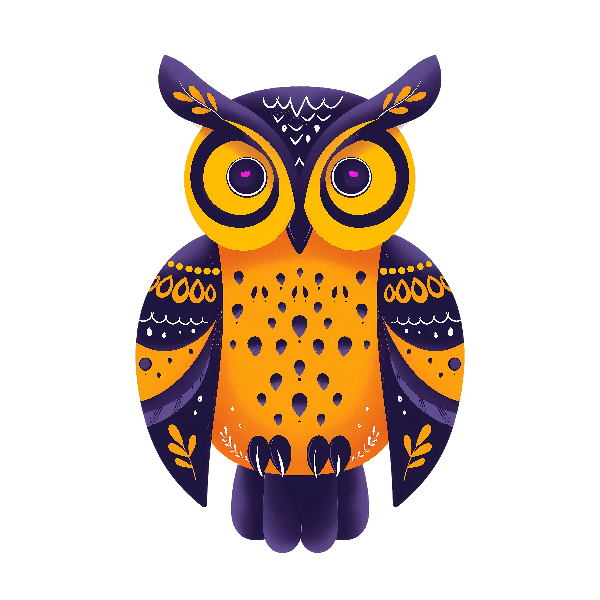 Vibrant Owl Art for Apparel