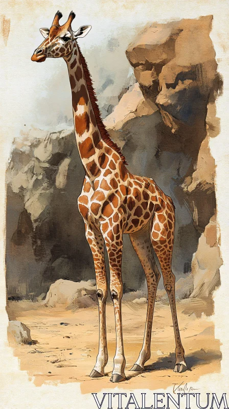 Giraffe Art in Natural Habitat AI Image