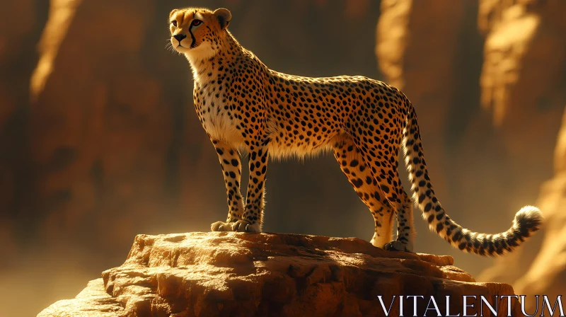 Cheetah on Rocky Outcrop AI Image