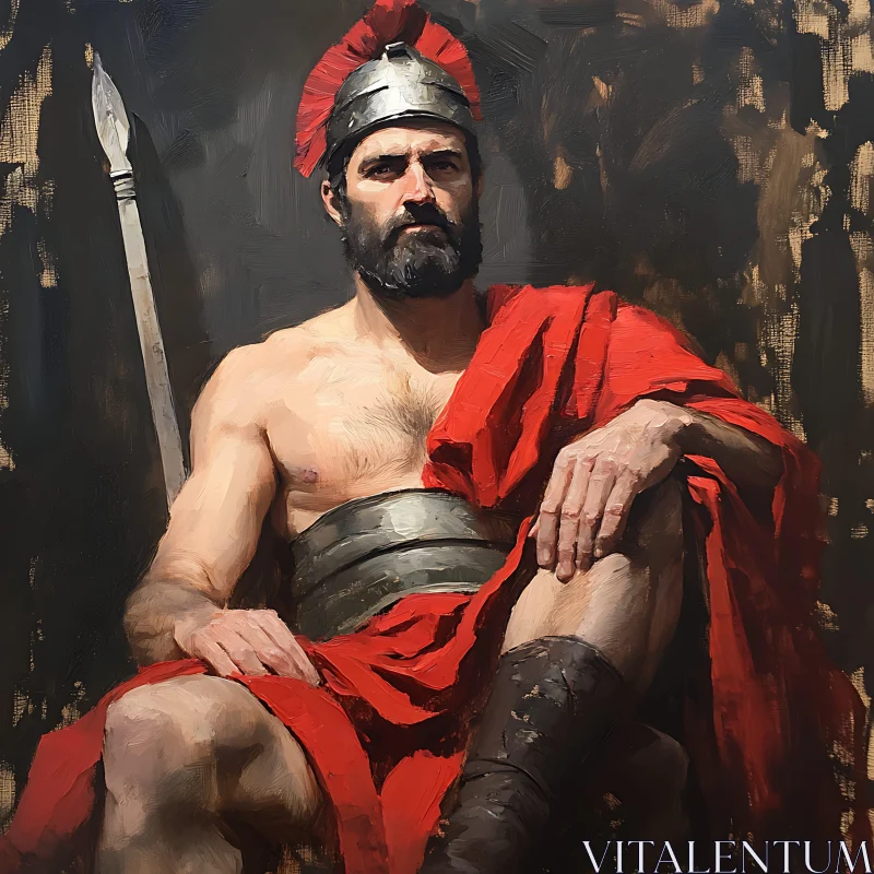 AI ART Man in Roman Armor with Spear