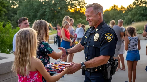 Police Officer Sharing Information with Young Girl