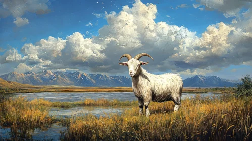 Goat in Tranquil Nature Setting