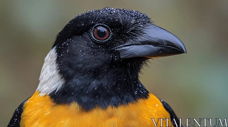 Intricate Bird Portrait with Water Droplets AI Image