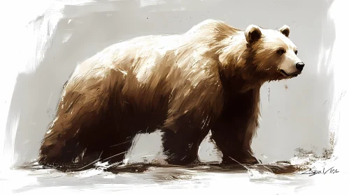 Majestic Bear Painting with Expressive Brushstrokes