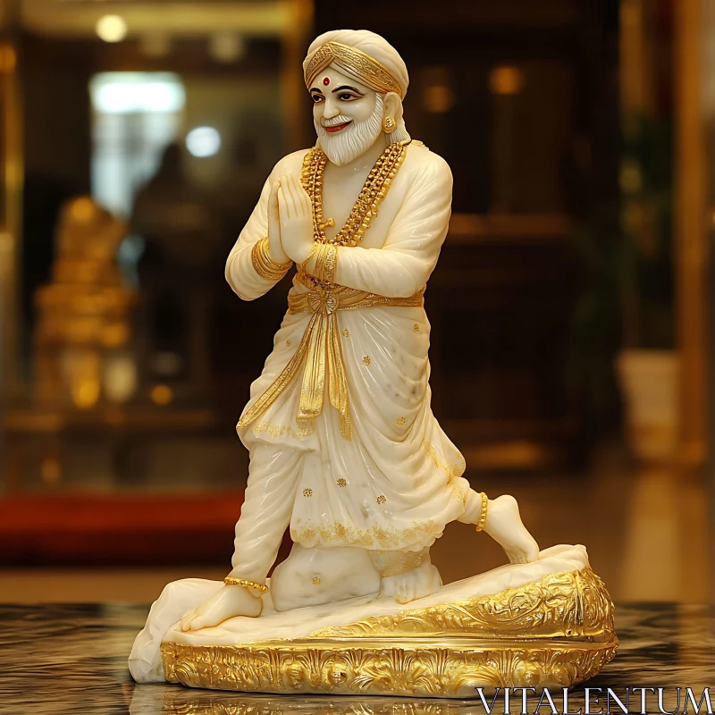 Ornate Marble Sculpture of a Deity AI Image