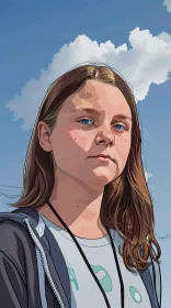 Greta Thunberg Climate Activist Illustration