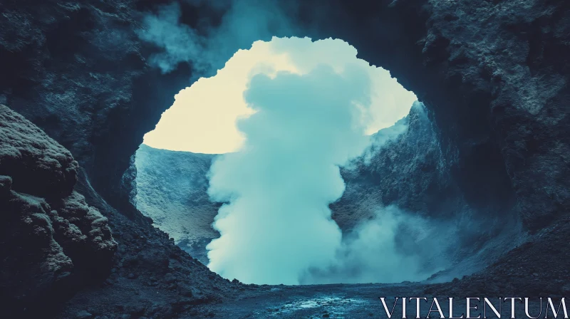 AI ART Ethereal Steam within a Mysterious Cave