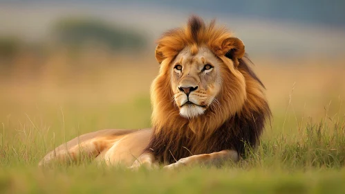 Lion Resting in the Grass