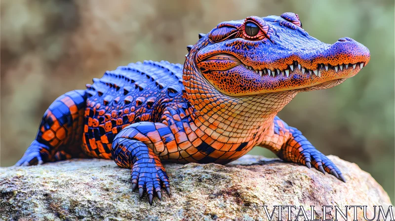 Colorful Alligator in Natural Habitat AI Image