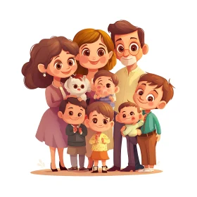 Whimsical Family Cartoon Art