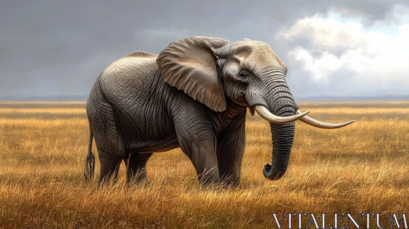 Elephant in the African Grasslands AI Image